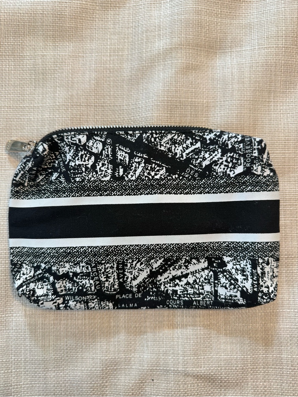 Dior Black and White Toiletry Pouch with Signature Stripe - Picture 2 of 4